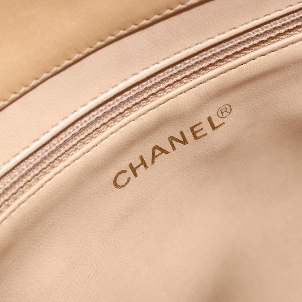 CHANEL V Stitch Hand Bag Leather Beige Gold CC Auth BA9348 - Picture 11 of 16